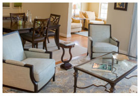 Living room that shows the space and comfort of an apartment at The Manor at York Town